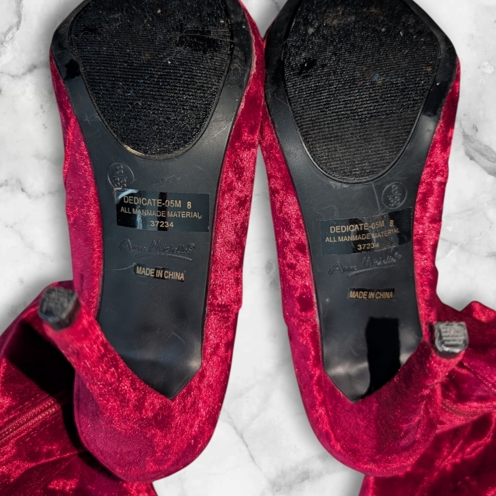 Anne Michelle Dedicate Velvet Thigh High Stilletos - Picture 5 of 5